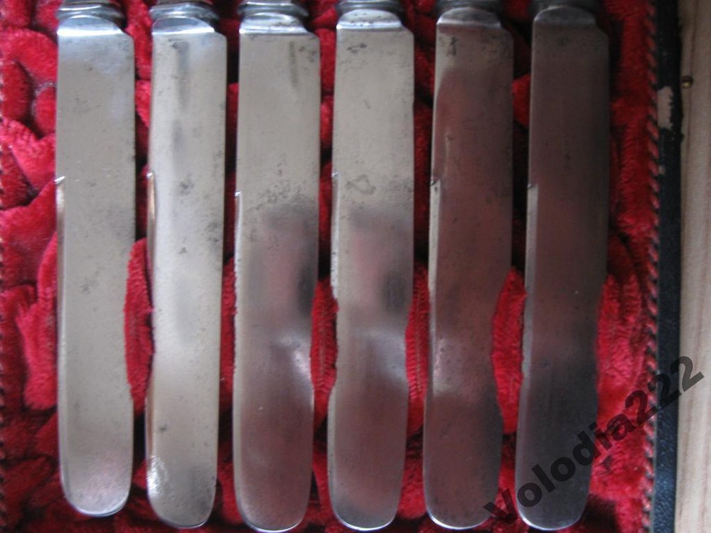 Rare Set SILVER 800 Knives 6pcs box VINTAGE Kitchenware