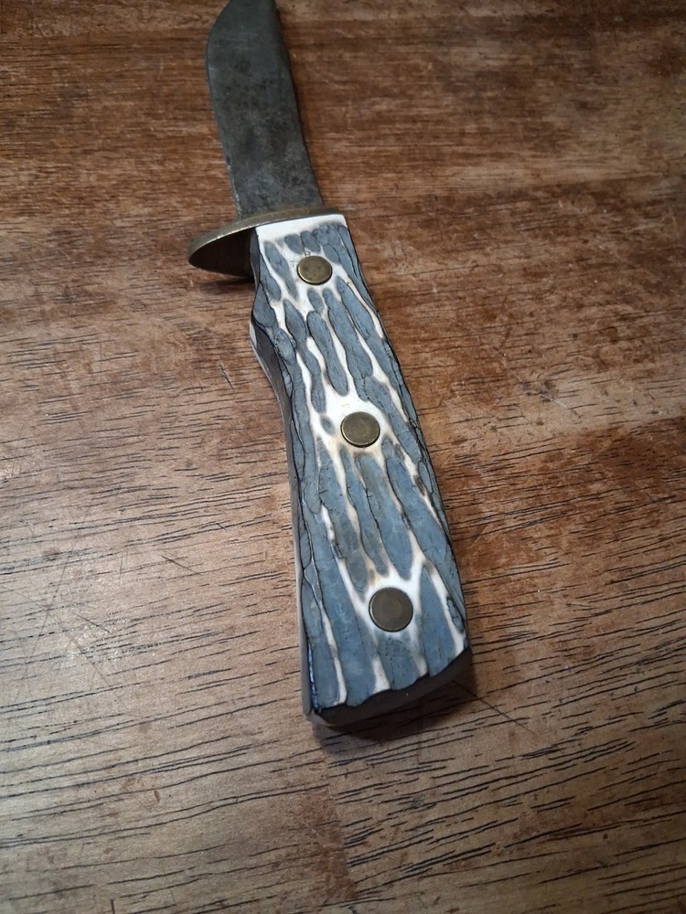Vintage Imperial USA Fixed Blade Knife Stag Handle