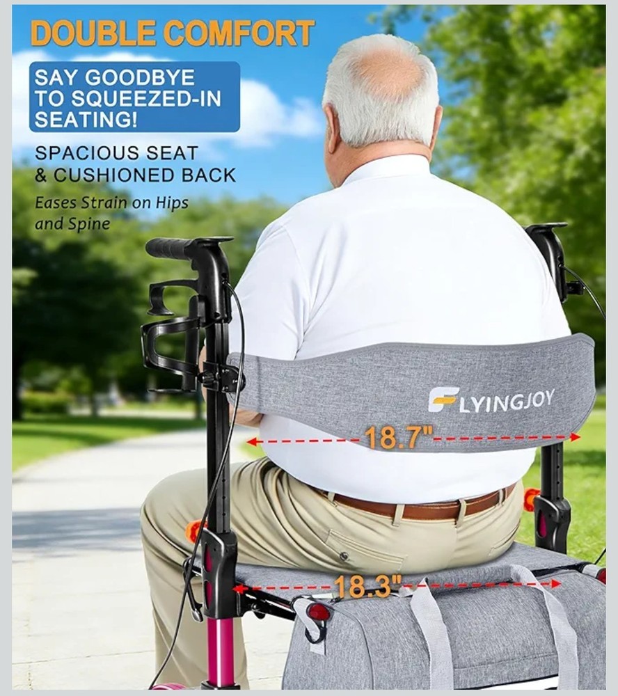 Lightweight Rollator, Foldable Rolling Walker with 4 And Breaks