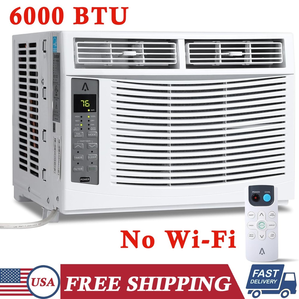 Window Air Conditioner 6000 BTU Window AC Unit Quiet Energy Efficient Cooling
