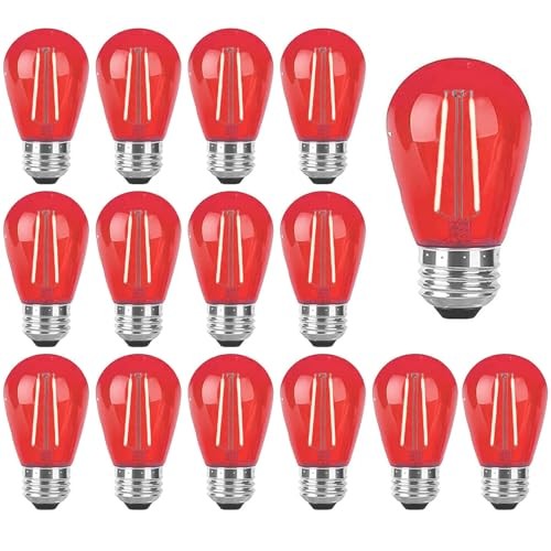 S14 Red LED Bulb Replacement LED Light Bulbs 2W Plastic Shatterproof Night
