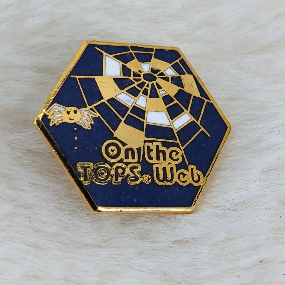 Vtg On the TOPS KOPS Web Weight Loss Program Enamel Member Lapel Pin