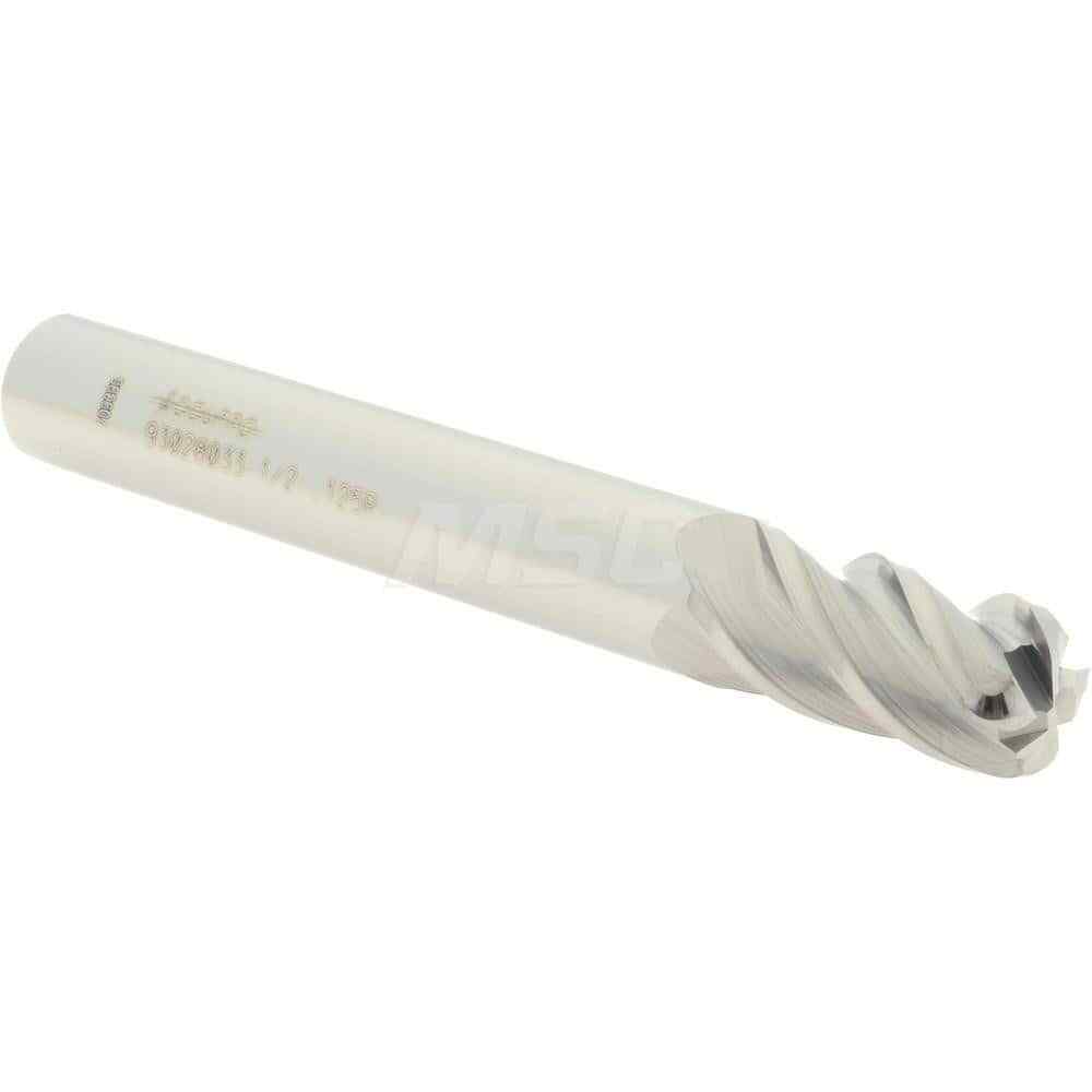 Accupro 1/2" Diam 4 Flute Single End Solid Carbide 1/8" Corner Radius End Mil...