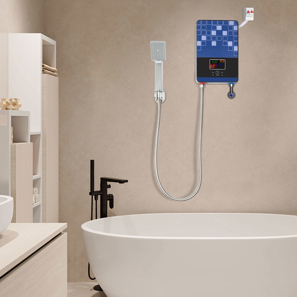 4500W Electric Tankless Water Heater Shower Head Set Instant Hot Water Heater US