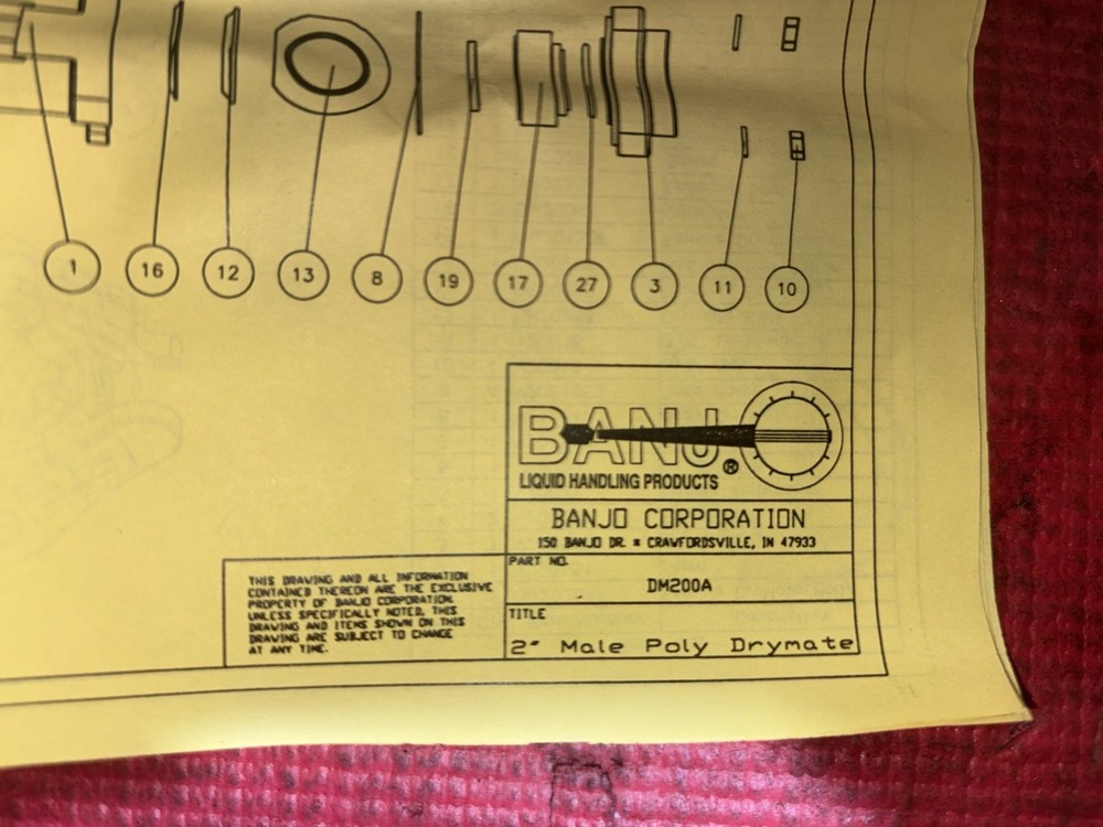 Banjo DM200A 2in Poly Female Drymate Coupling Low Profile Handle.