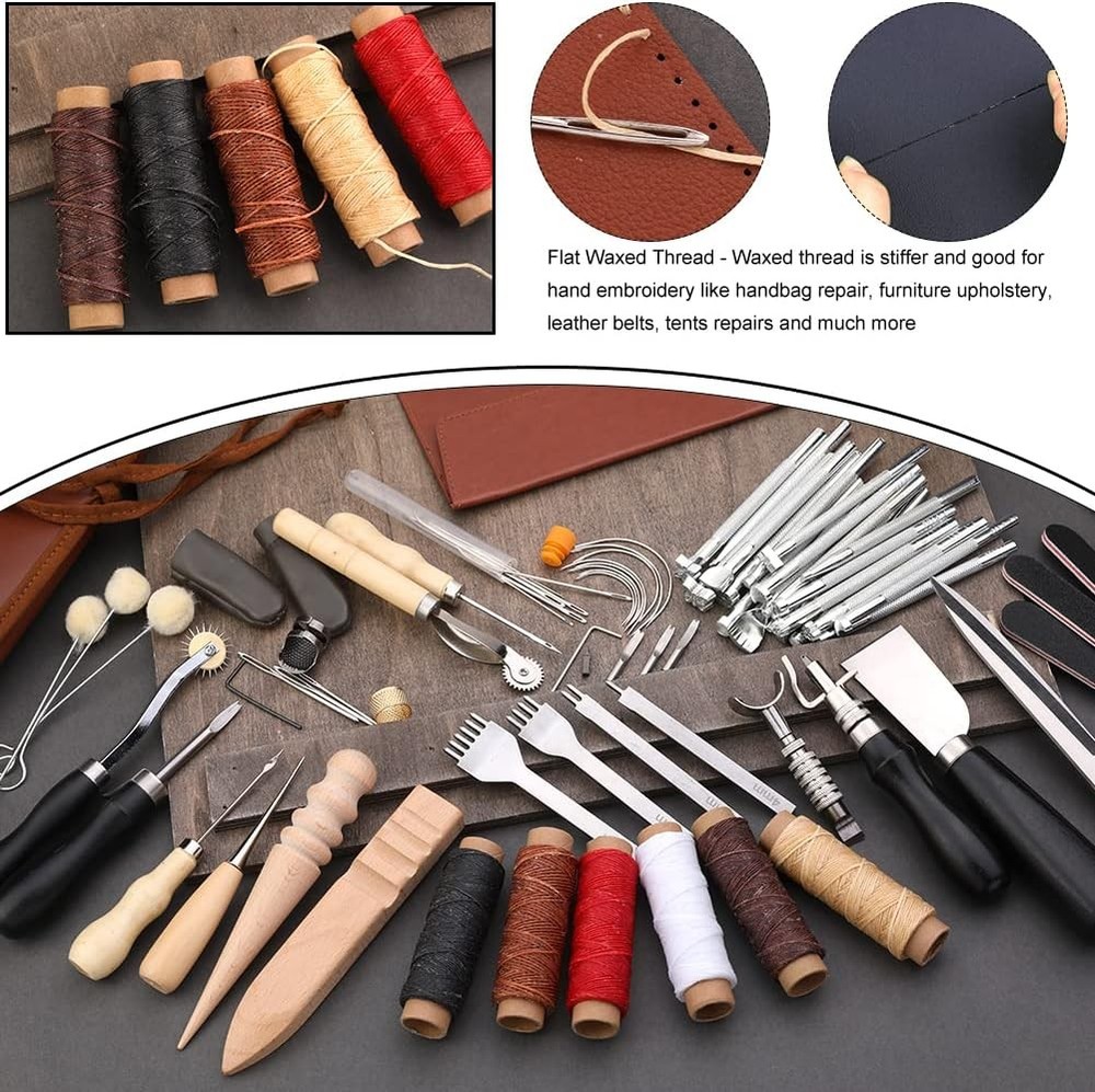 Leather Craft Tools Working Kit with Custom Storage Bag...