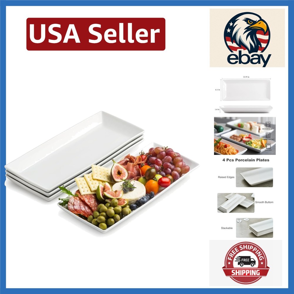 Versatile 14-Inch Rectangular Serving Trays - Perfect for Appetizers & Desserts