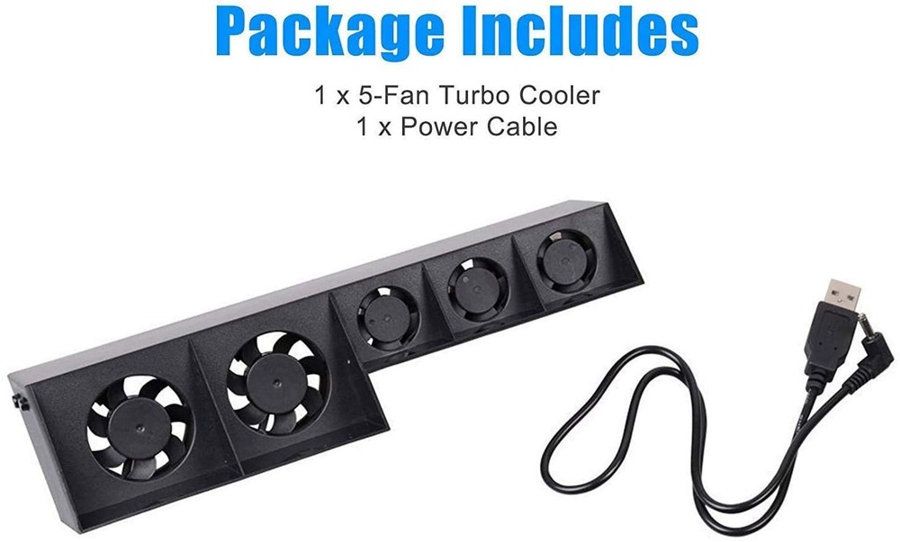 Cooling Fan for PS4, USB External Cooler 5 Turbo Temperature Control...