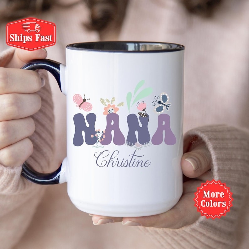 Floral Nana Mug Personalized Coffee Cup Gift