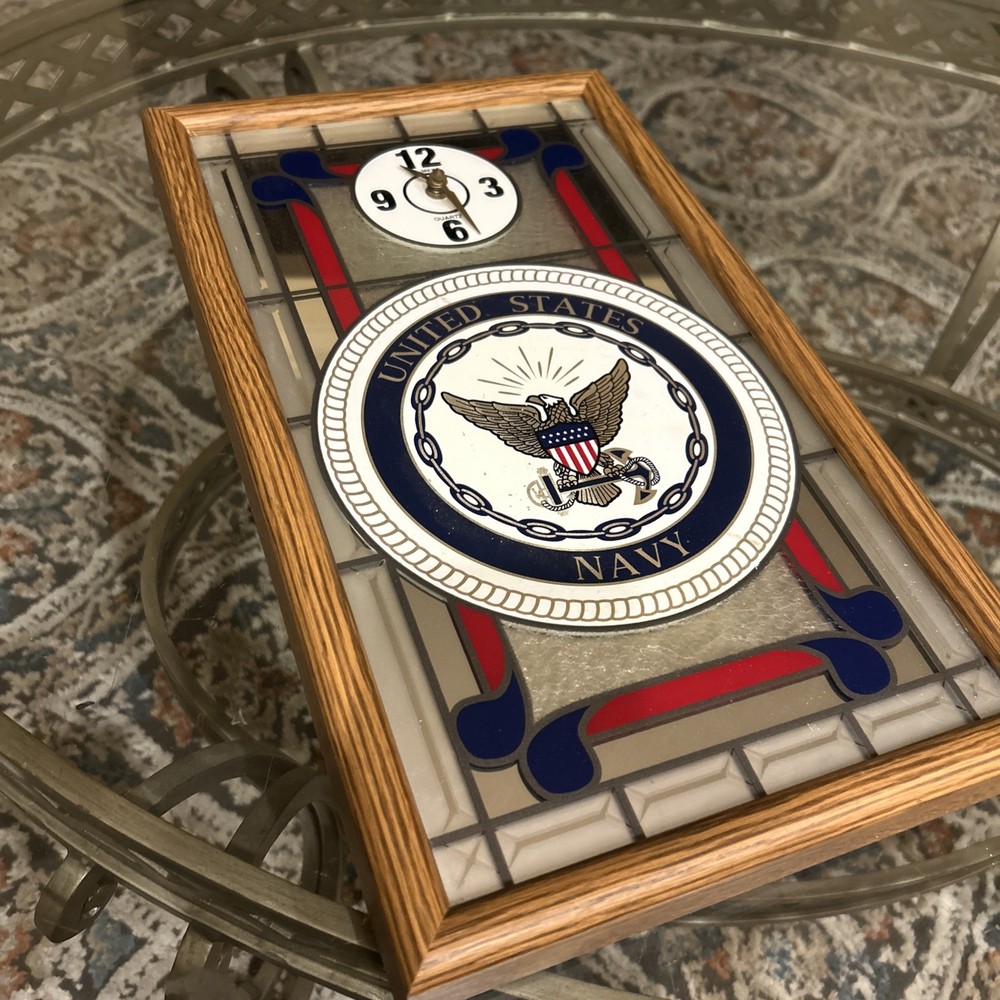 United States Navy Wall Clock, Mirrored/Translucent, 17x10 (clock needs work)