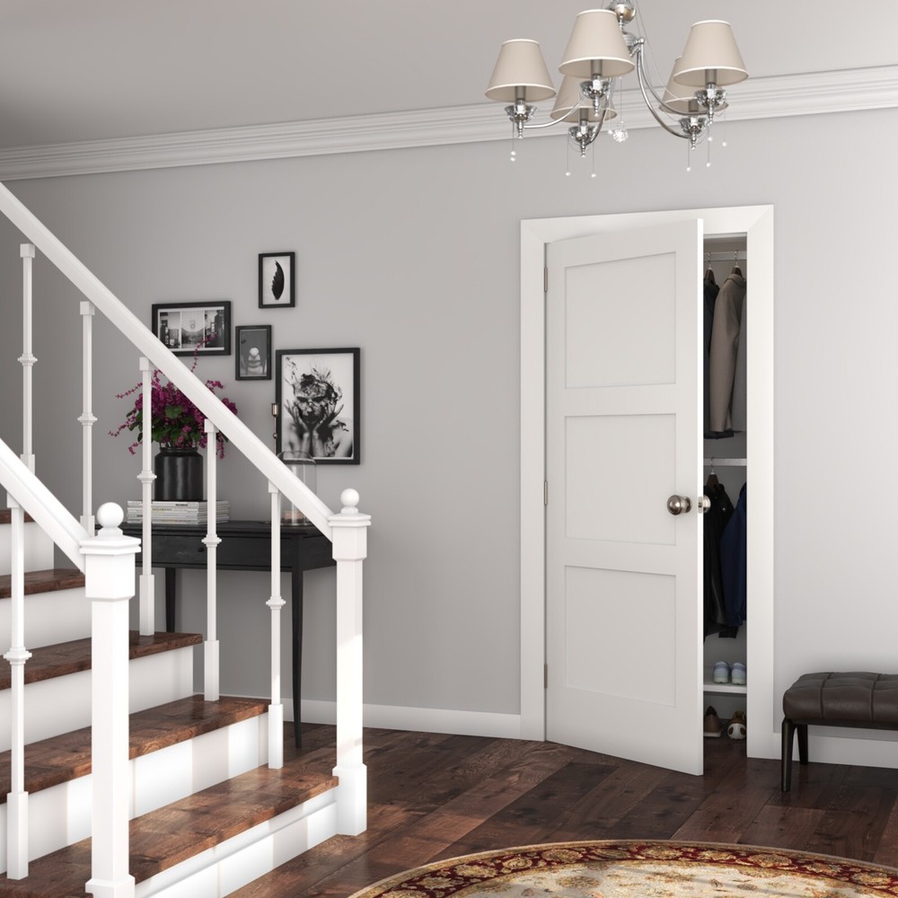 3 Flat Panel Equal Primed Mission Shaker Stile & Rail Solid Core Door Slabs 7ft