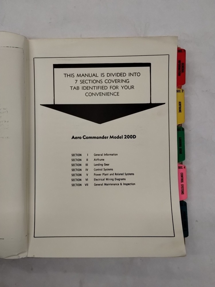 Aero Commander 1966 Model 200D Overhaul & Service Manual-Original