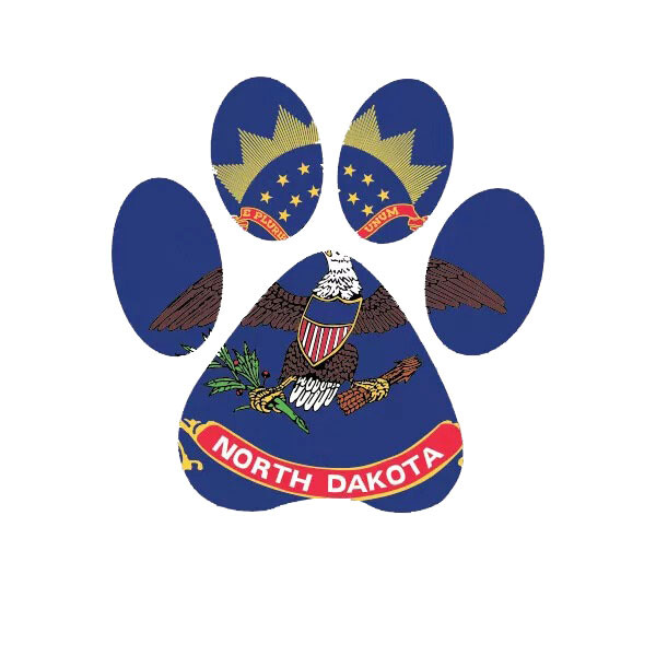 North Dakota State Shaped Paw Print Sticker