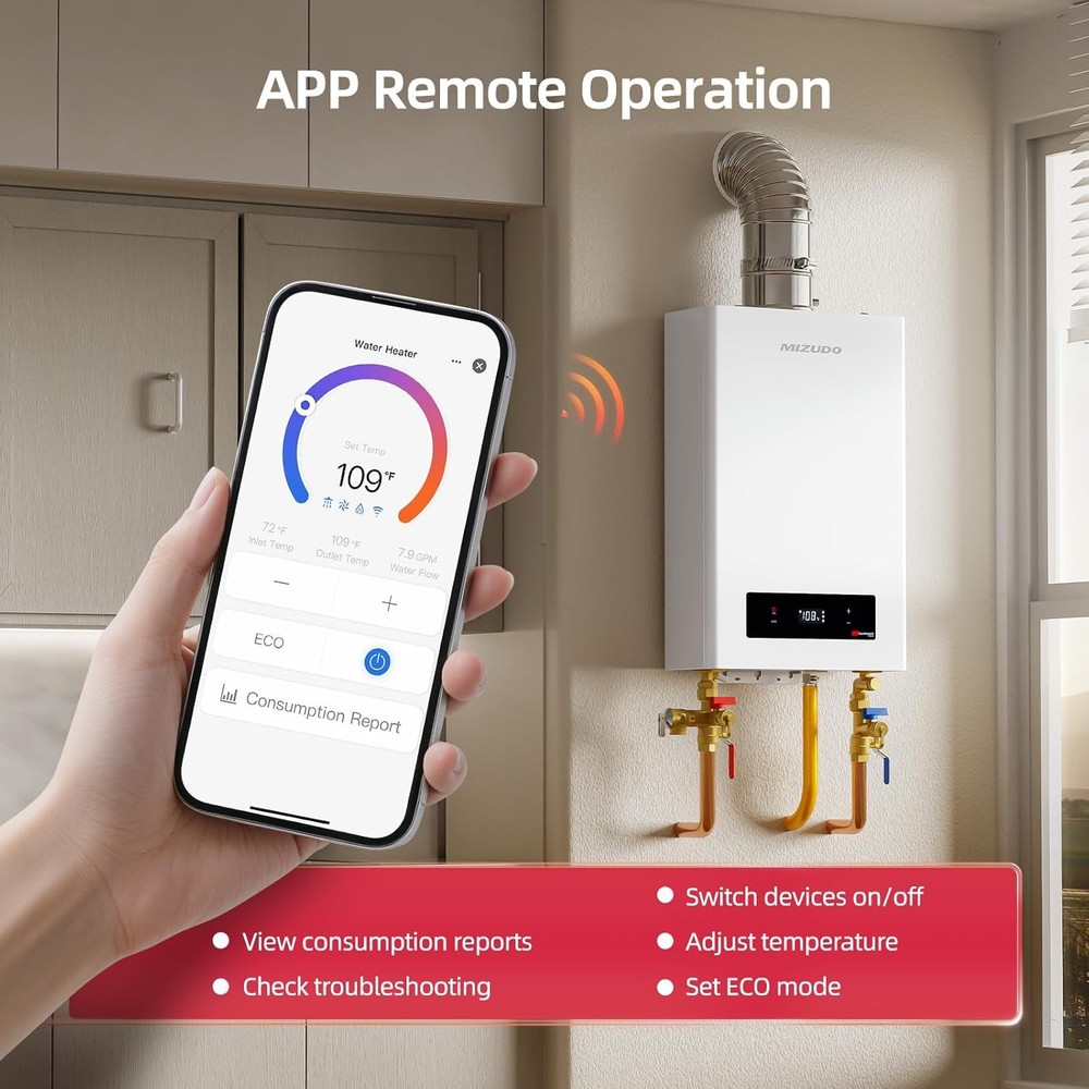 180,000BTU Tankless Water Heater Propane Gas WIFI APP Control For Whole House