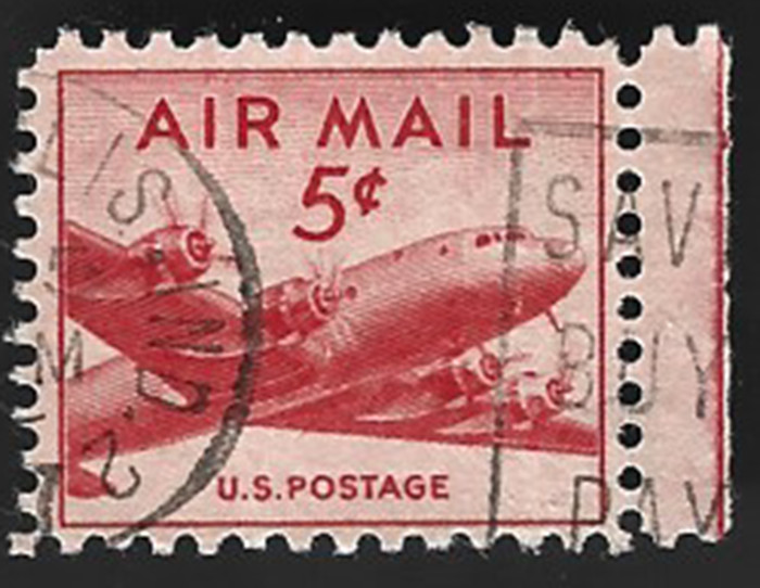 Scott# C33 5c DC-4 Skymaster Airmail with a CDS &Slogan Cancel - (A-1)