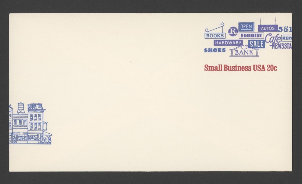 US Scott #U606 Small Business 20c Stamped #6 Solid Envelope, Mint