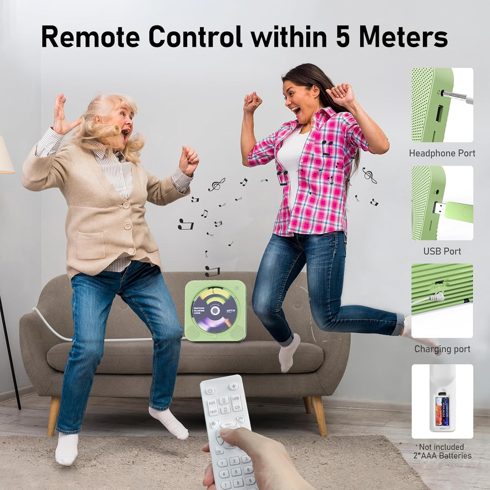 CD Player Portable with Bluetooth,Desktop CD Player with Remote Control