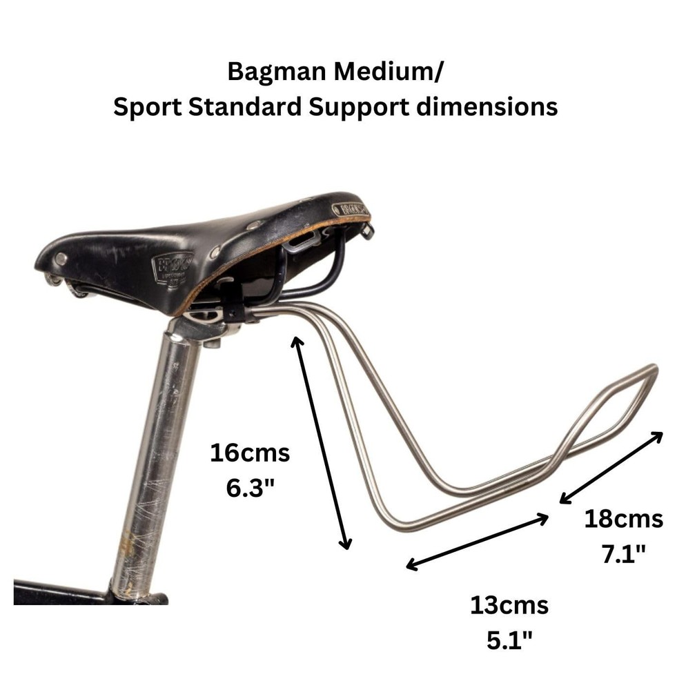 Bagman Sport Medium Saddlebag Support Rack for Bicycles, Quick Release, Suppo...