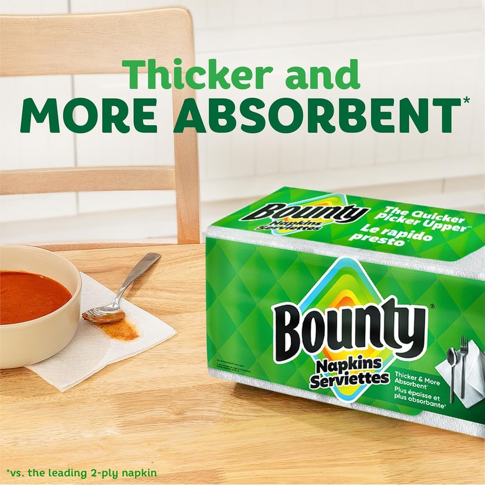 Bounty Paper Napkins, White, 1 Pack, 200 Sheets per Pack