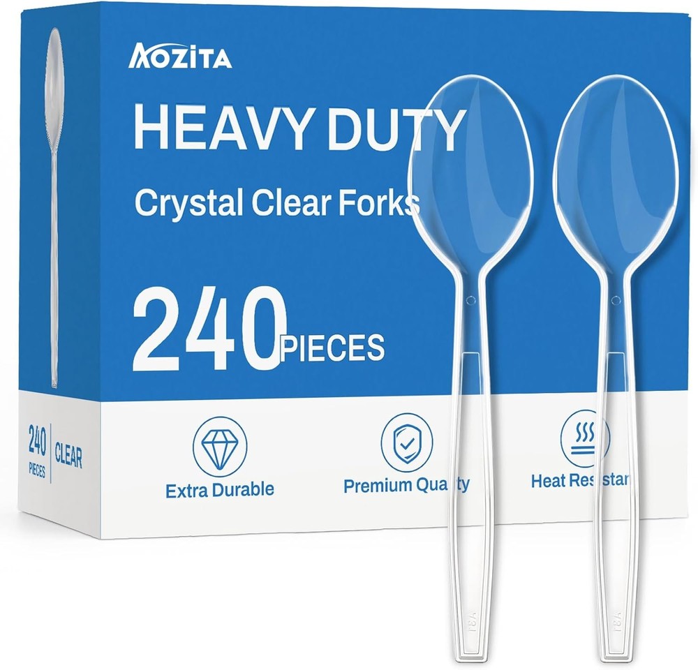 Extra Heavy Duty Clear Plastic Spoons, Solid and Durable Premium