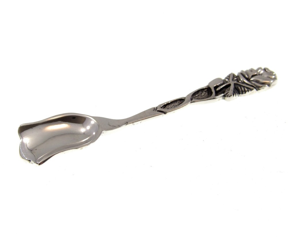 Handcrafted Solid 925 Sterling Silver Vining Rose Bush Salt Spoon Server Shovel