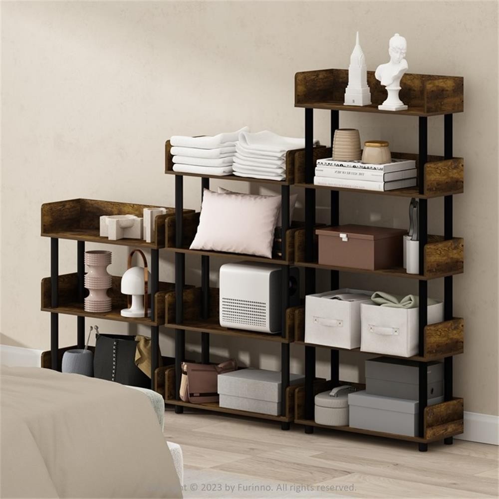Pemberly Row 3-Tier Freestanding Multipurpose Display in Amber Pine/Black
