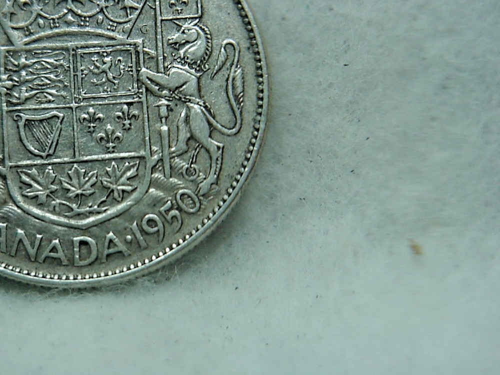 1950 Design in 0 Canadian Half Dollar .800 Silver