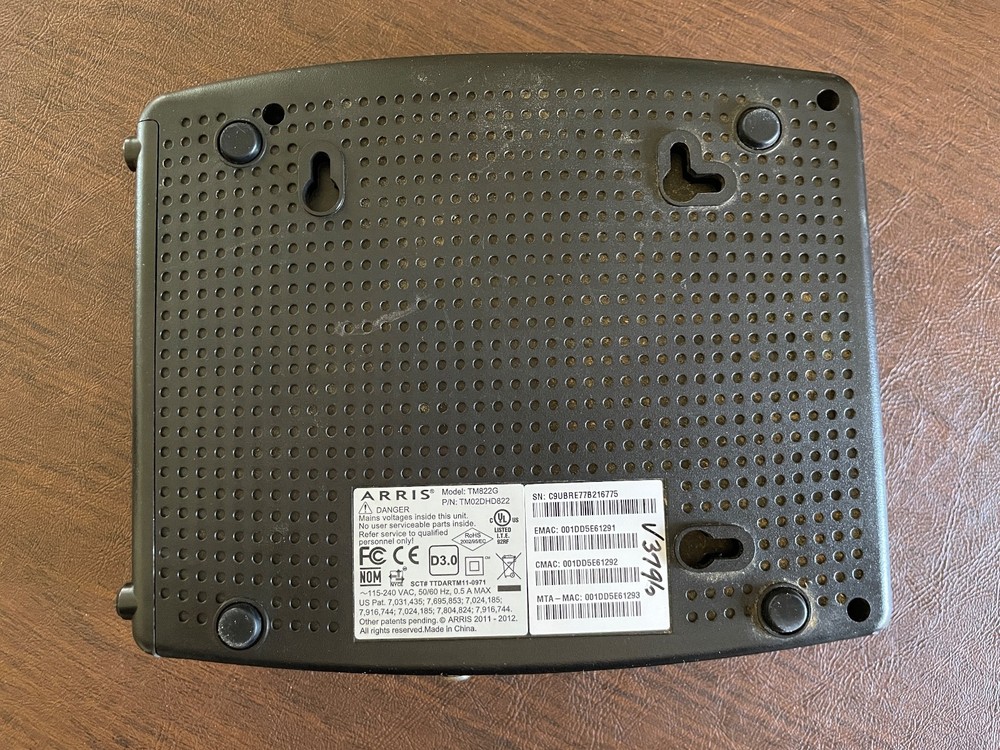 Arris Cable Modem Model TM822G Black