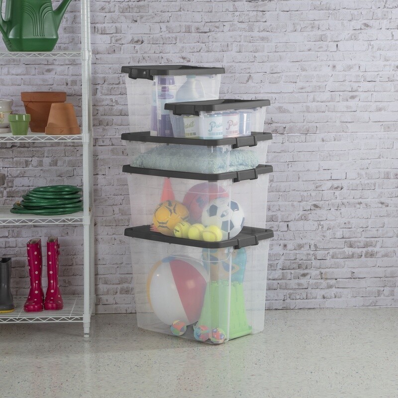 Durable Stackable Storage Bins W/ Lids 40 Quart 2 Pack Heavy Duty Clear Plastic