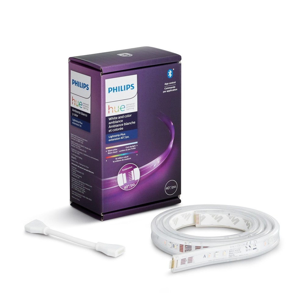 Philips Hue Bluetooth Smart Lightstrip Plus 1m/3ft Extension No Plug, Voice C...