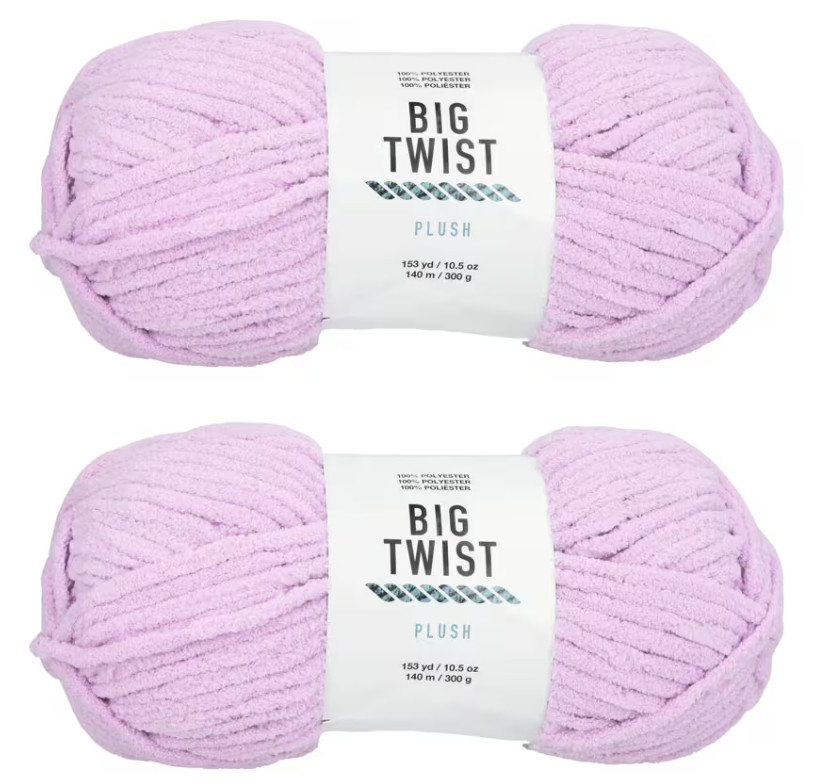 2 Skeins Solid Color Blanket Polyester Yarn, BIG TWIST
