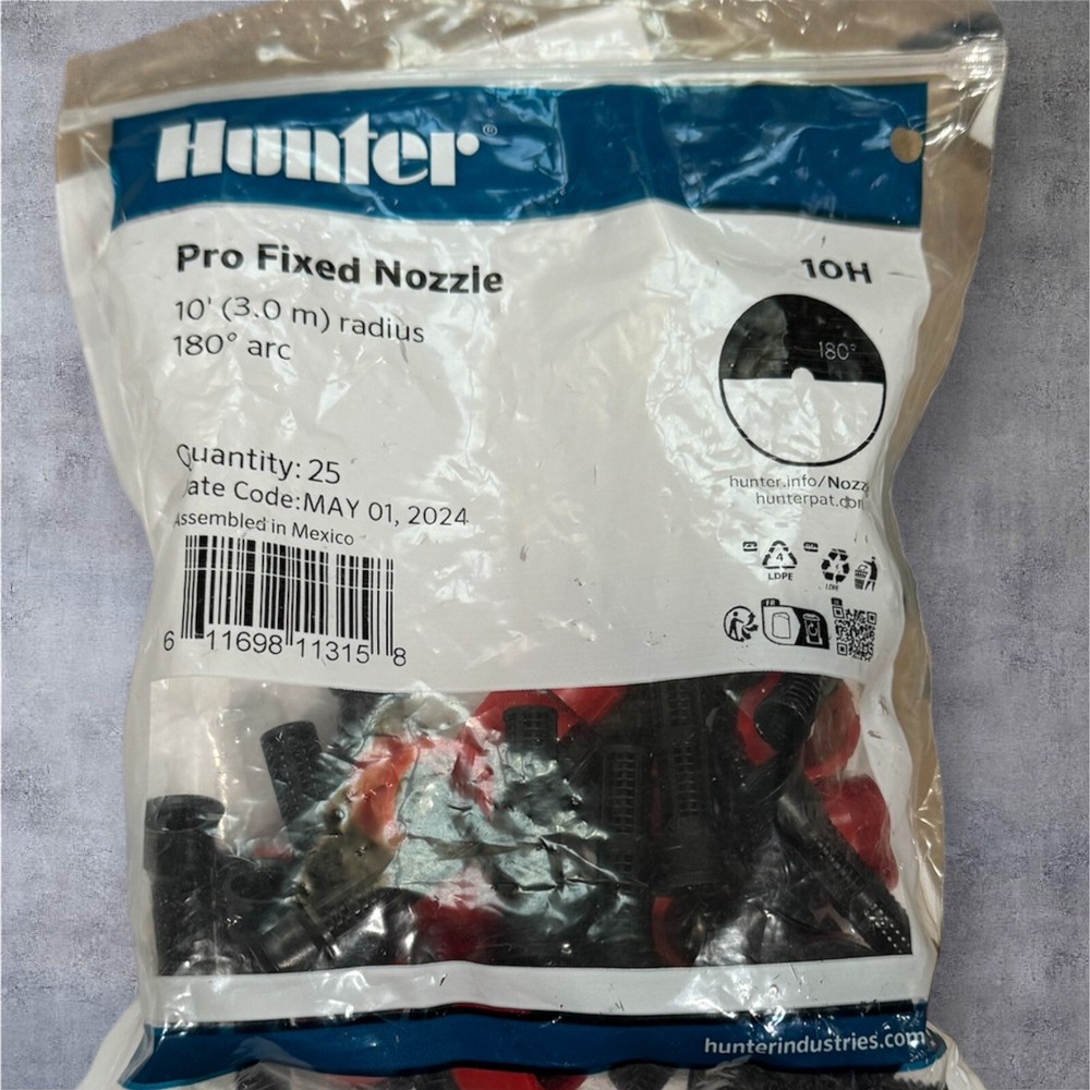 25-PACK Hunter 10H PRO Fixed Spray Nozzle | 10 Foot Radius | Half Circle