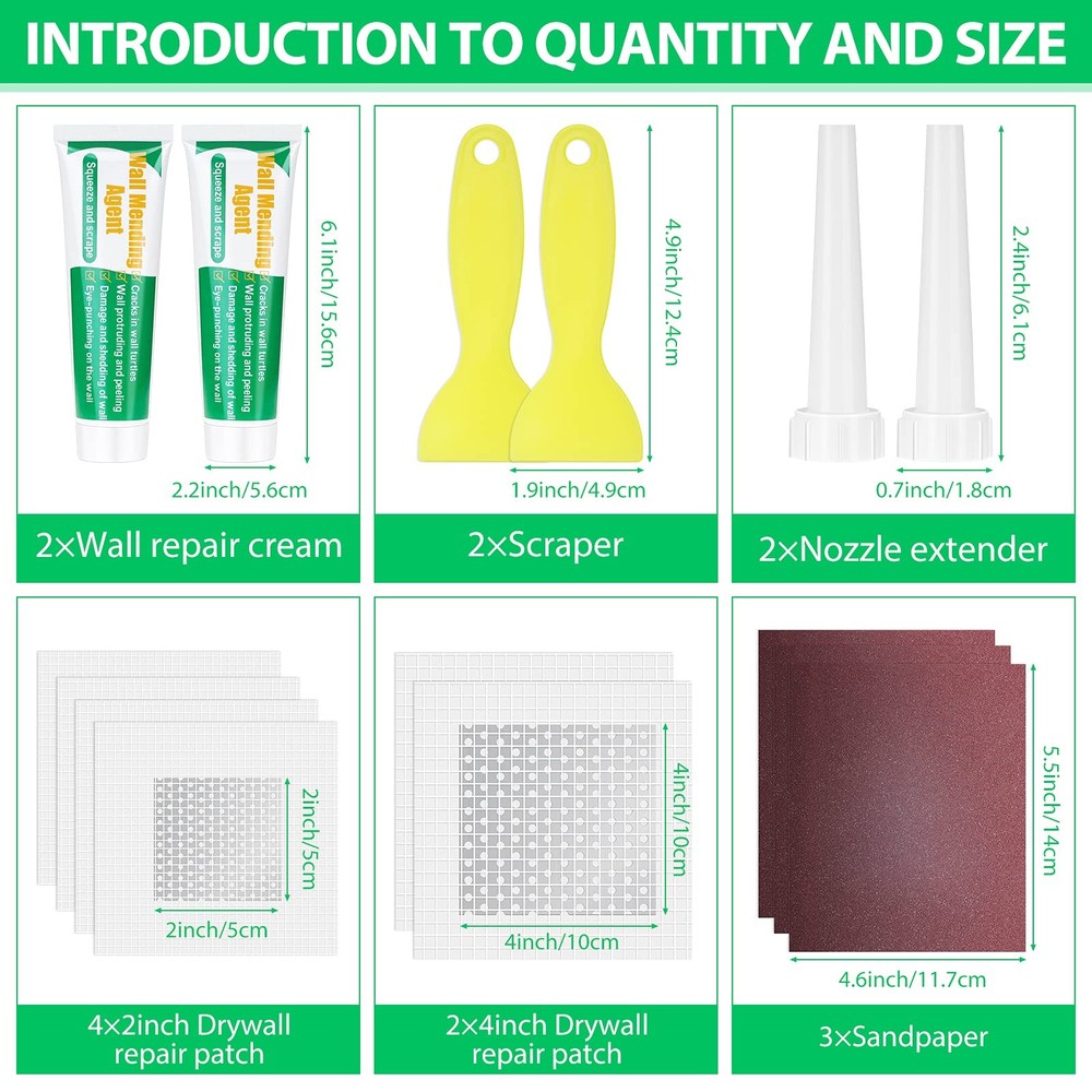 Drywall Repair Kit - Large Hole Patch, Wall Mending Agent with Scraper - Easy...