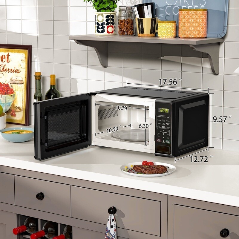Compact Microwave Oven 700W LED Display Timer Child Lock Defrost One Touch New
