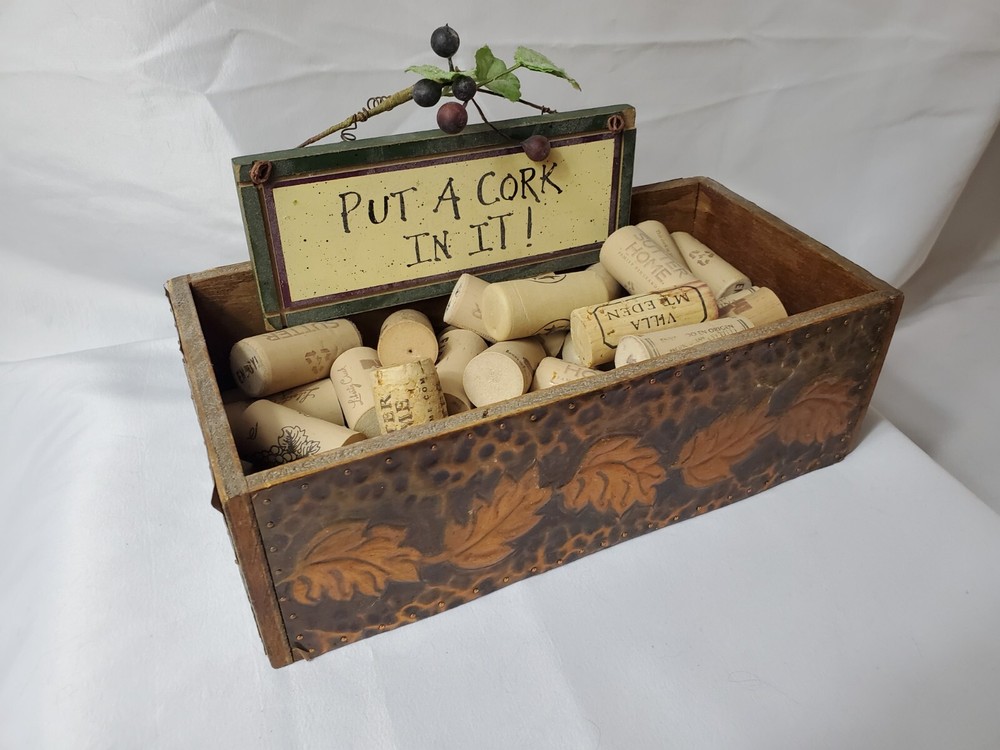 Put a Cork in It!!  45  all NATURAL wine CORKS  in Decorative Box