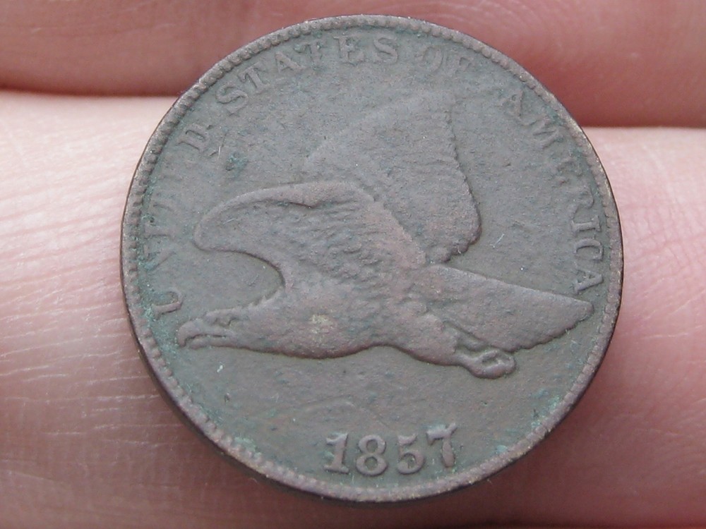 1857 Flying Eagle Penny One Cent- Fine/VF Details