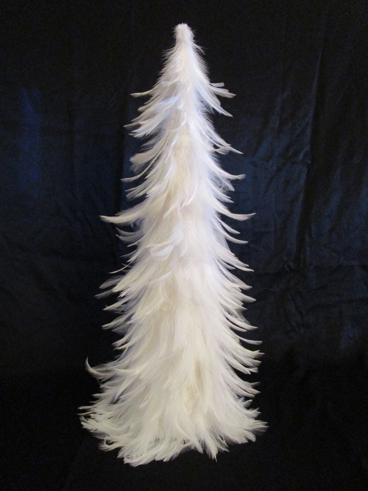 White Feather Feathers Tree Christmas 21"H 5" Diameter Base