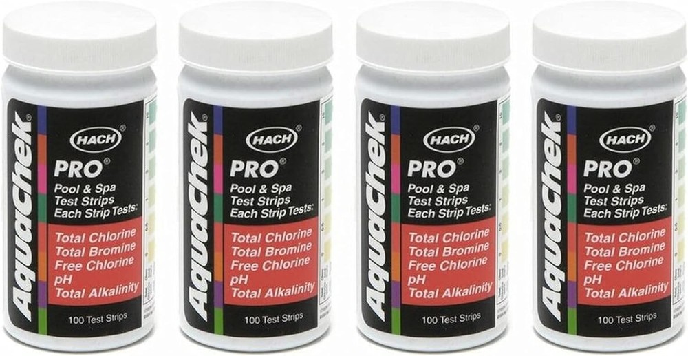 Pro 5-in-1 Swimming Pool Strips 4-Pack for Chlorine pH Alkalinity Testing Es...