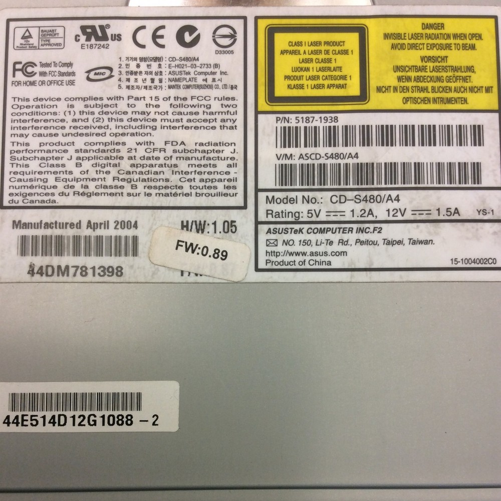 CD-S480 5187-1938 Optical Disc Drive