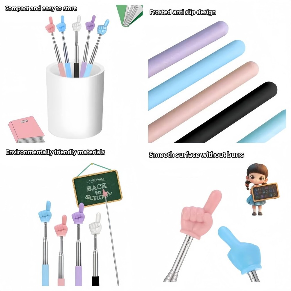 Retractable Teachers Classroom Hand Pointer, Extendable Pointer Finger Green