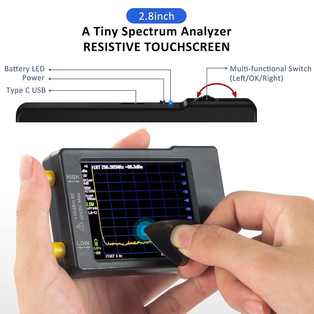 2.8" Handheld Frequency Analyzer with Dual Input & USB PC Control Compatibility