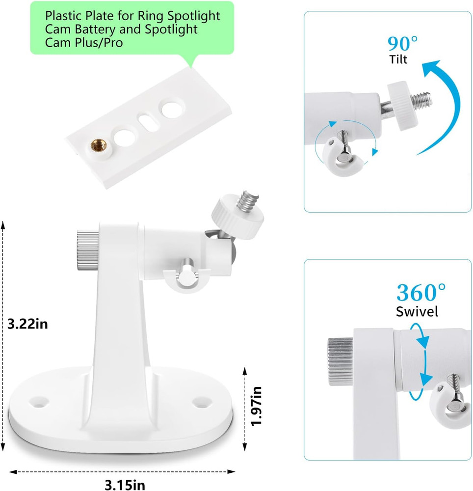 2Pack Adjustable Mounting Bracket for Ring Spotlight Cam Plus/Pro (Battery) and