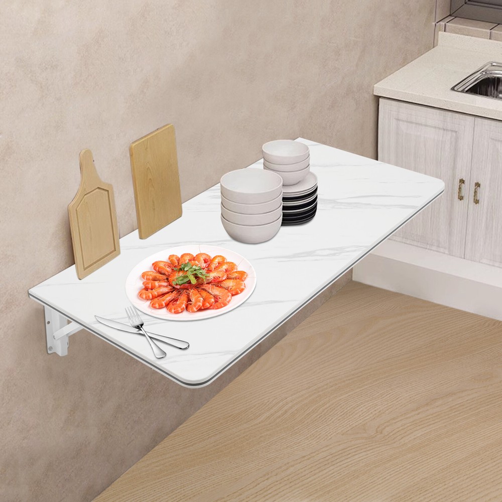 White Folding Wall Desk Wall Mounted Folding Table Rectangular Wall Desk 80x40cm