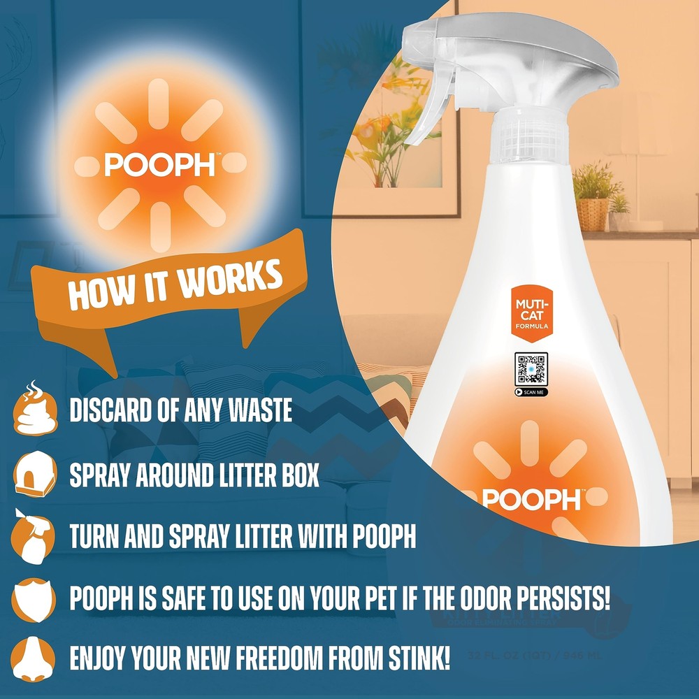 Kitty Litter Box Deodorizer, 32oz Spray - Dismantles Odors on a Molecular Bas...