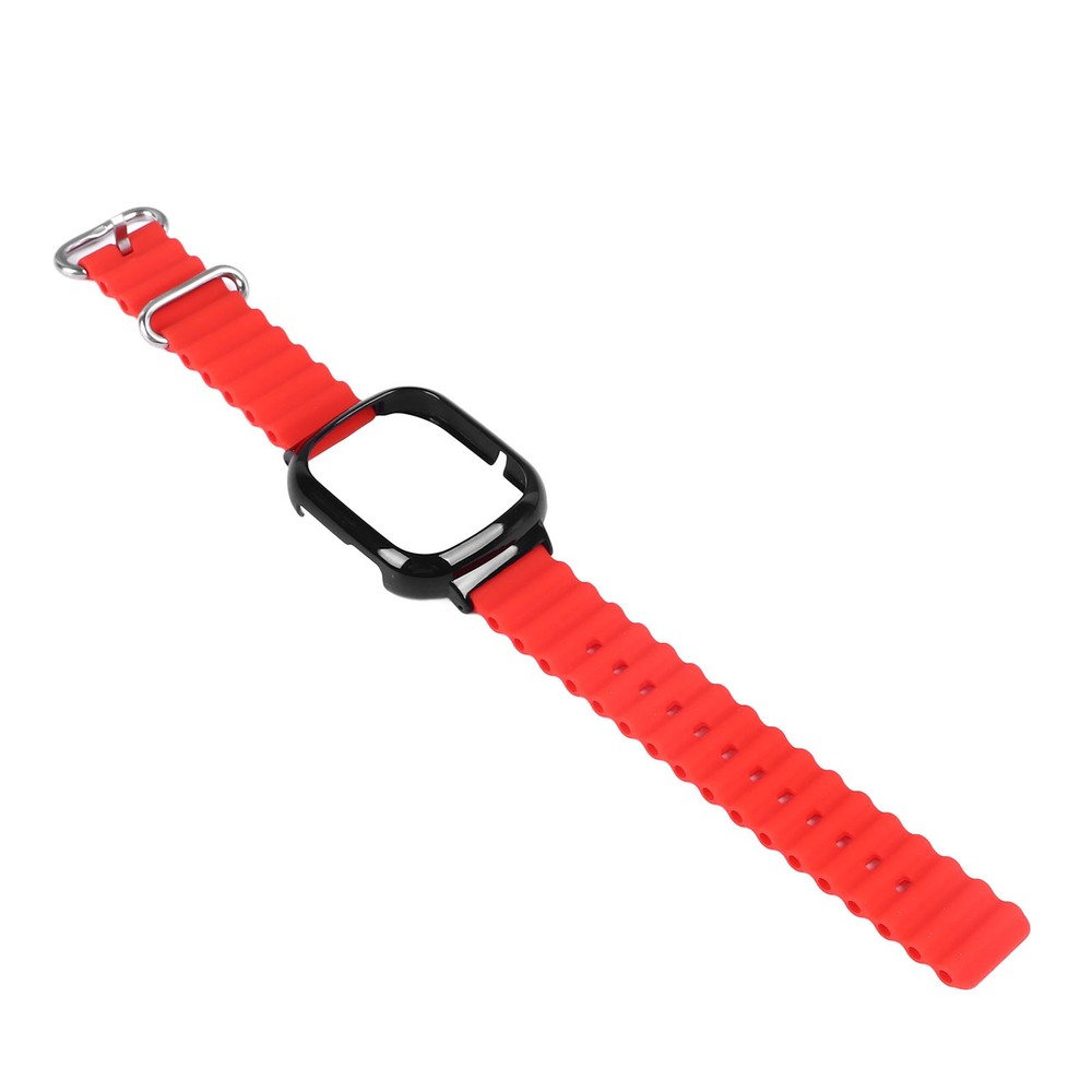 Silicone Watch Band With Case Replacement For Honor 4 Adjustable Strap (Red )