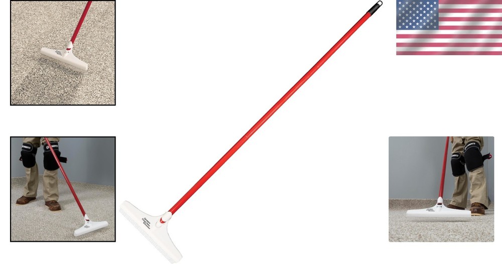 Lightweight Carpet Rake with 12" Head and Long 51" Handle - Compact Solution