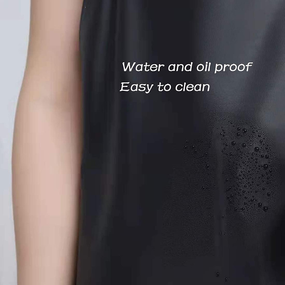 Chemical Resistant Work Cloth - Adjustable Bib Butcher Apron Black-1pack