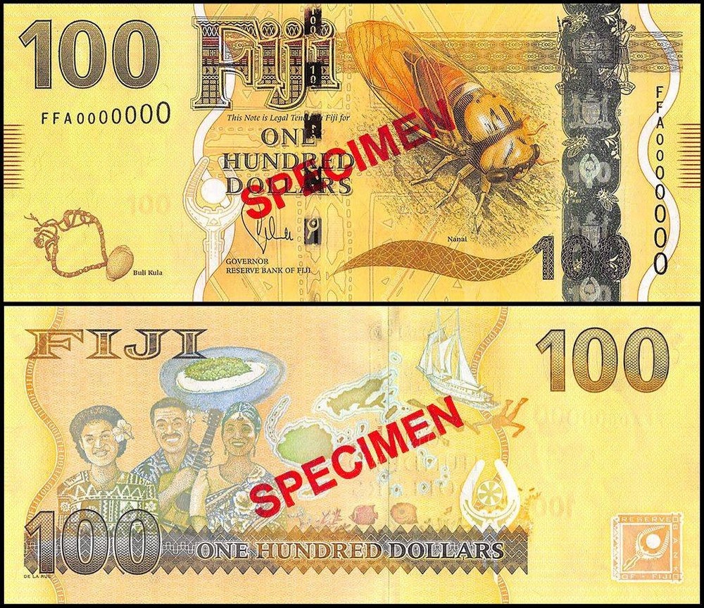 Fiji 100 Dollars, 2012-2022 ND, P-119s, UNC, Specimen, X 10 PCS