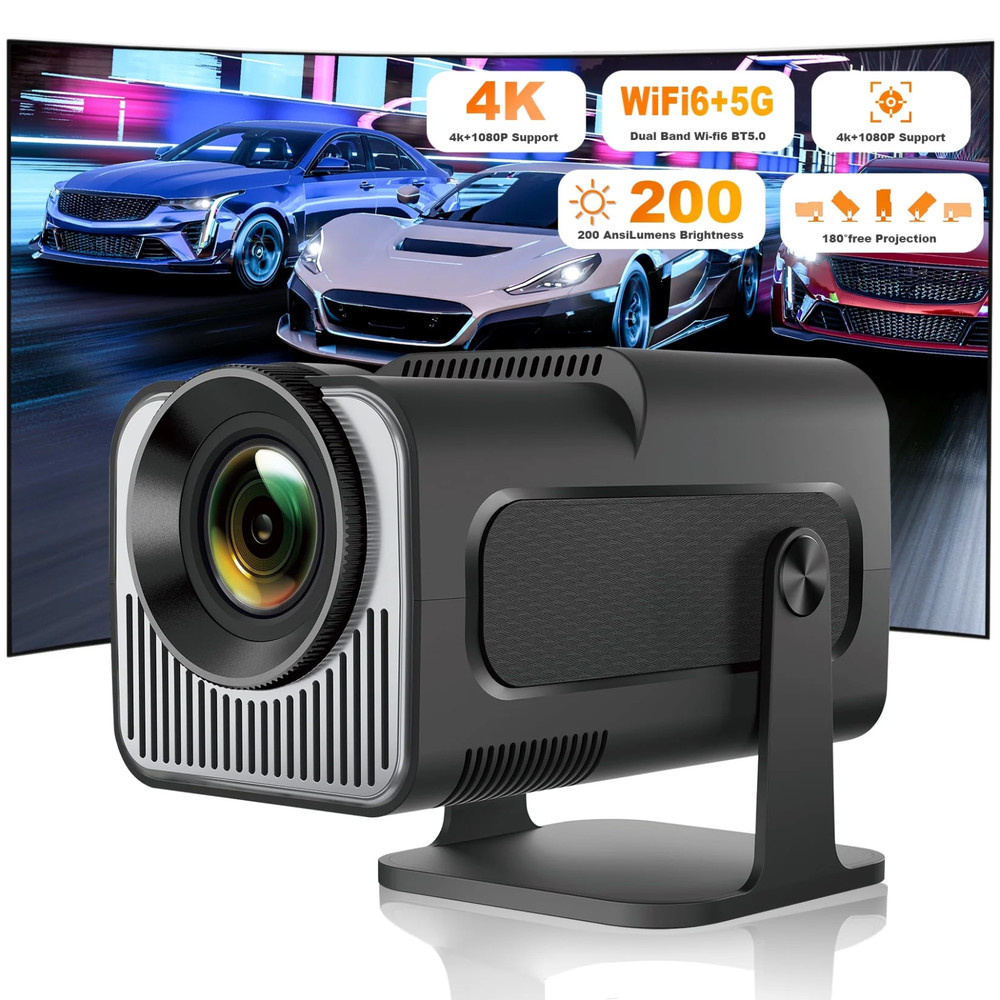 4K Android 11 Smart Projector Portable WiFi 6 Bluetooth 5.0 Auto Keystone NIB