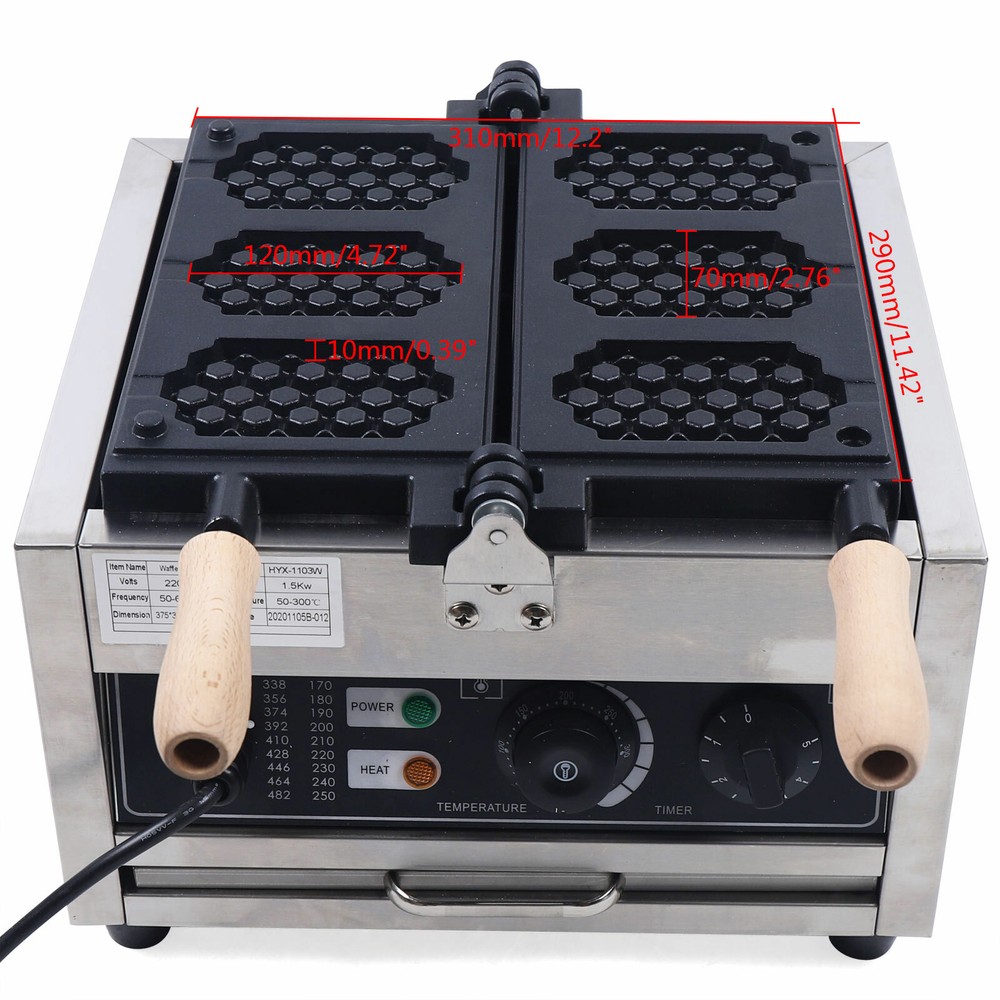 Electric Flip Waffle Maker 3 Slice Waffle Maker Commercial Nonstick Machine Kit